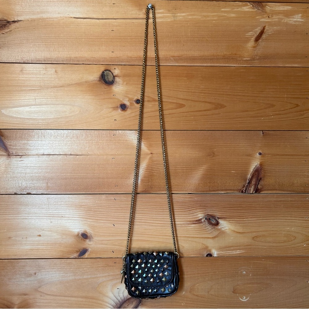 Vintage Studded Black Crossbody Bag